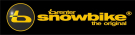 Logo für Brenter Snowbike mit einem stilisierten gelben „b“ in einem Kreis auf schwarzem Hintergrund. Der Text lautet „brenter snowbike the original“ in fetter gelber Schrift.