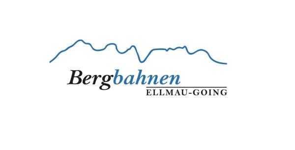 Stilisierte Bergkontur über dem Text „Bergbahnen Ellmau-Going“. Die blaue Linie symbolisiert Berggipfel, während der Text ein Gefühl von Outdoor-Abenteuer vermittelt.