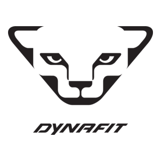 Schwarzes geometrisches Katzenlogo, das einem stilisierten Panthergesicht ähnelt, mit dem Schriftzug „DYNAFIT“ in Fettdruck darunter, das ein Gefühl von Eleganz und Stärke vermittelt.